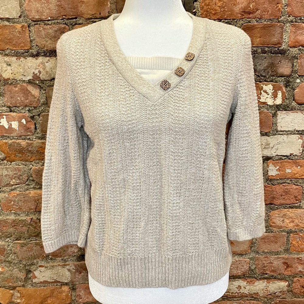 Christopher & Banks Sweater with Wood Button Details Sz M